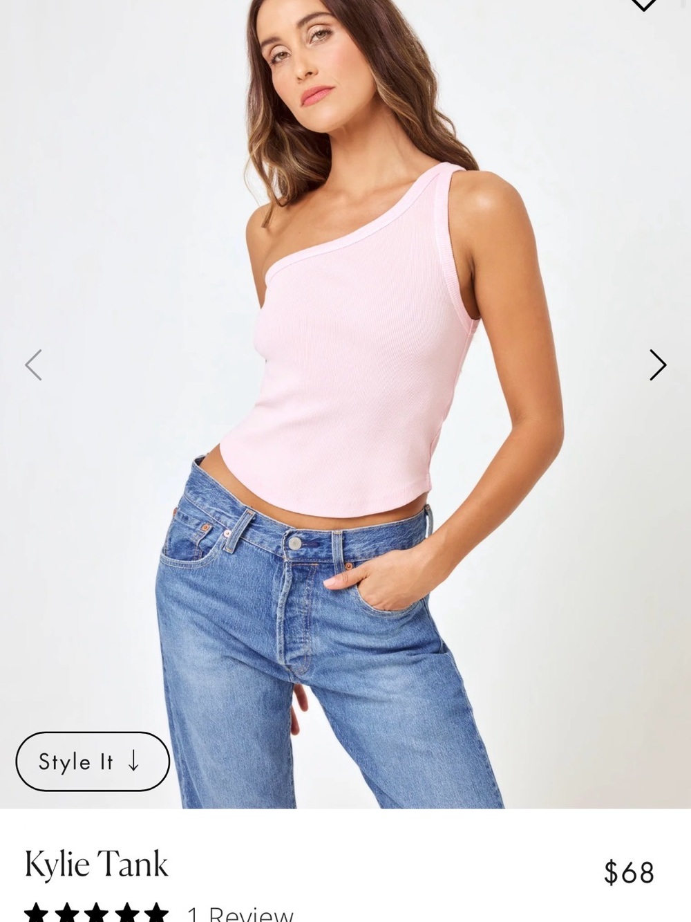 l*space Kylie One-Shoulder Tank Top - Light Pink